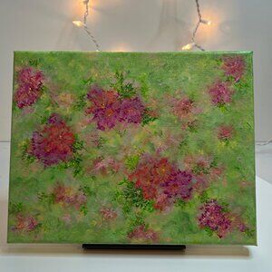 Blooming 1 Floral Contemporary Stretched Canvas 8" x 10" Acrylic Painting